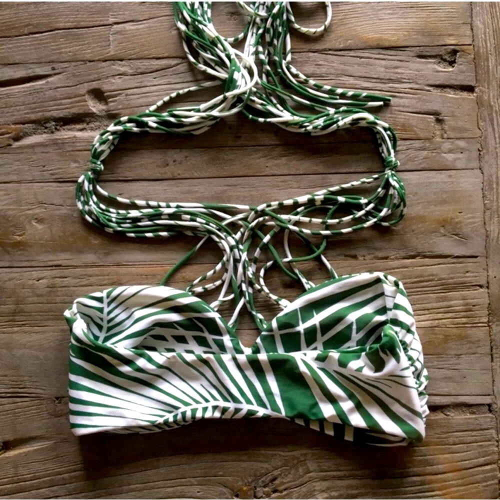 MIKOH bikini top in botanical forest print